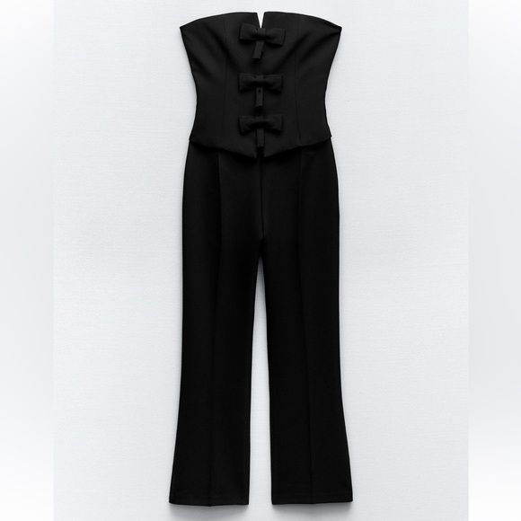ZARA STRAPLESS BOW JUMPSUIT - Picture 6 of 7